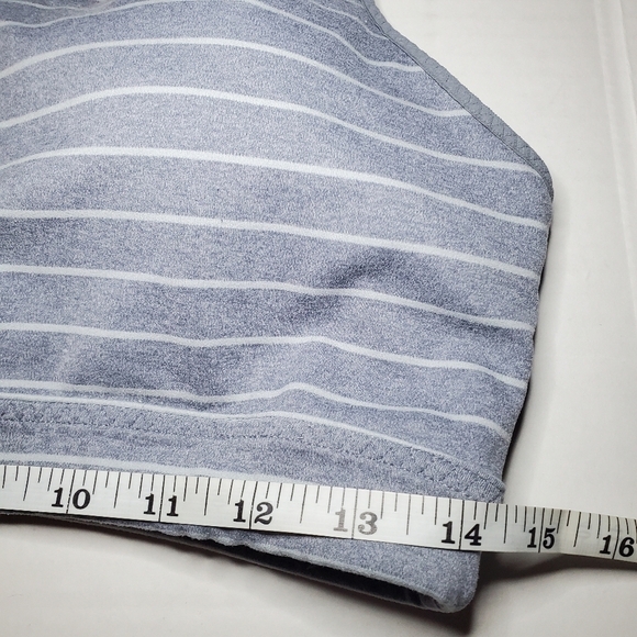 Athleta Transcendence Sports Bra Gray White Striped Women's L - Picture 8 of 8